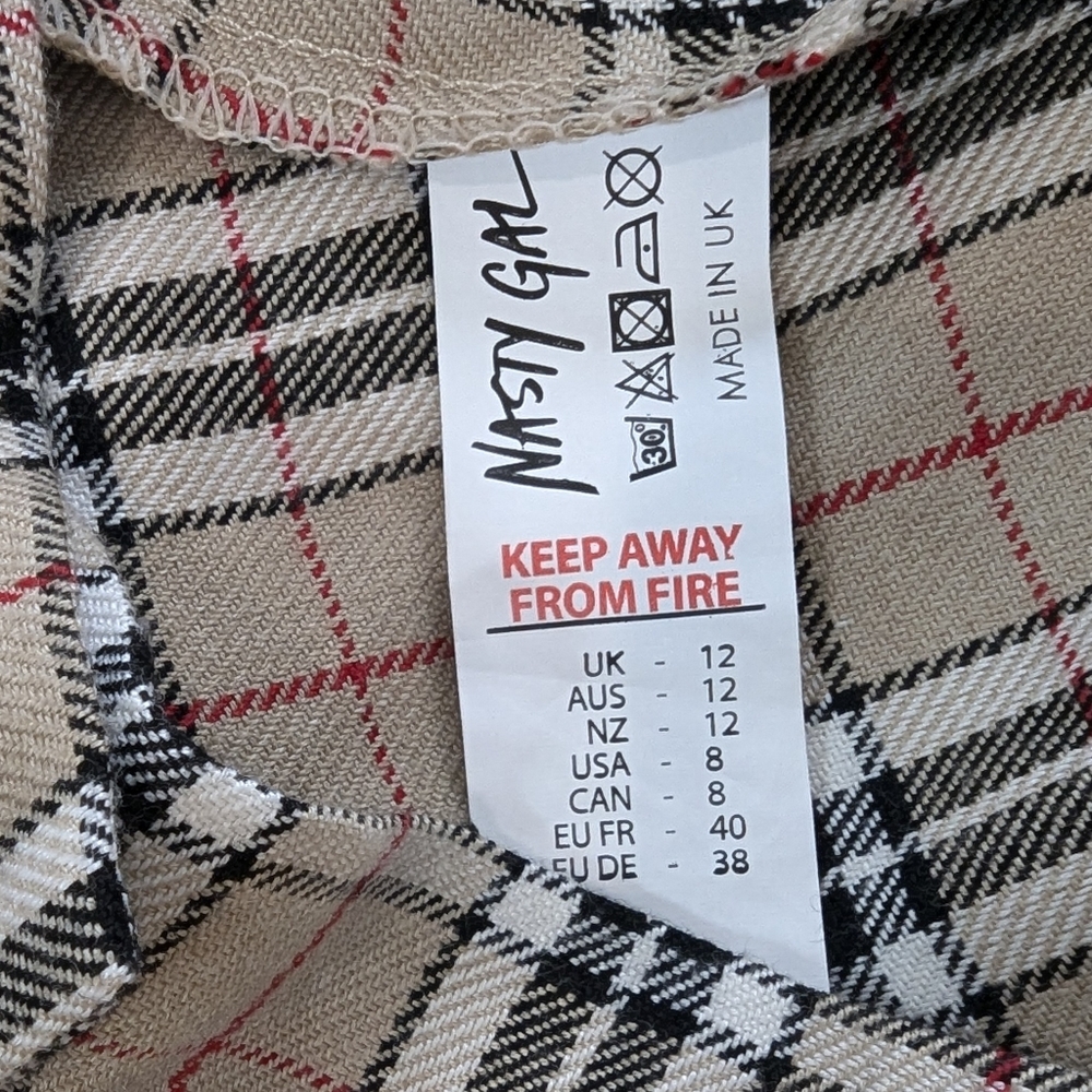 Nasty Gal Sz 8 NWT Check Tapered High Waisted Pants - Picture 4 of 12